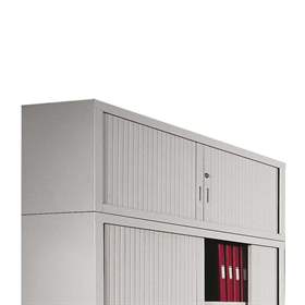 Dulap metalic cu uși tip rulou, corp suprapus - office steel furniture, HxLxl: 465x1000x435 mm, culoare corp gri RAL7035, rulou gri
