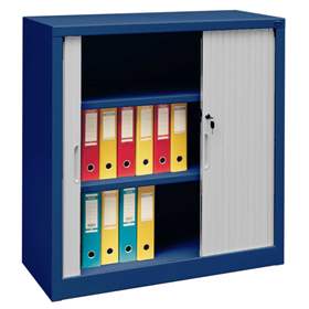 Rollladenschrank, HxBxT: 1040x1000x435 mm, Gehäusefarbe Blau RAL5010, Rollladen Grau