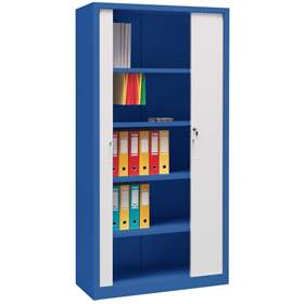 Rollladenschrank, HxBxT: 1990x1000x435 mm, Gehäusefarbe Blau RAL5010, Rollladen Grau