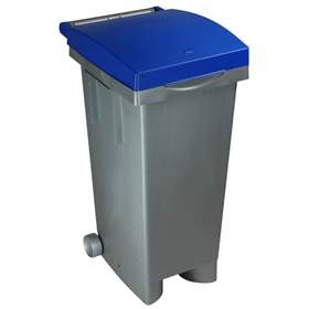 Coș gunoi din material plastic pentru materiale reciclabile, volum 80 l, capac culoare albastră