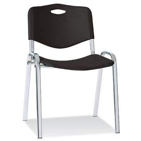 Kuststoffstuhl ISO, Farbe schwarz, Stahlrohrgestell verchromt