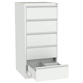 Registraturschrank für Hängemappen B5-horizontal, 5 Schubladen, 2 zweibahninge, HxBxT: 1285x610x630 mm, Farbe grau RAL7035