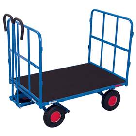 Handpritschenwagen VARIOfit mit 2 Stirnwänden, 1200 x 800 mm, Tragfähigkeit 700 kg, Vollgummireifen