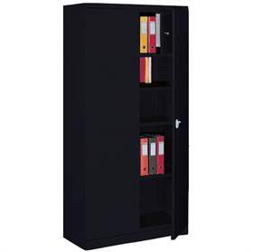 Dulap metalic cu polițe și cu dulăpior interior cu cheie tip compartiment de sigurantă interior, HxLxl: 1990x1000x435 mm, corp neagră RAL9005 / uși neagră RAL9005