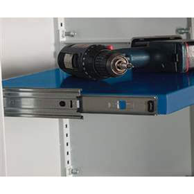 Ausziehbarer Fachboden, BxT: 1000 x 370 x 28 mm, Enzianblau RAL5010