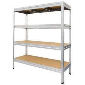 Raft cu cleme HEAVY RACK, zincate, HxLxl: 1770x1600x600 mm, 4 polițe a câte 600 kg, din plăci MDF