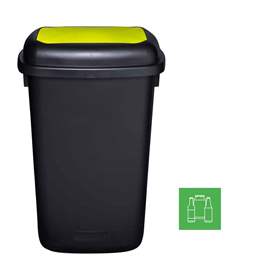 QUATRO - coș colector gunoi din plastic 90 l, recipient negru, capacul verde