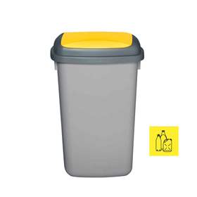 Abfallbehälter QUATRO, aus Kunststoff, Volumen 45 l, Farbe grau, Deckel gelb