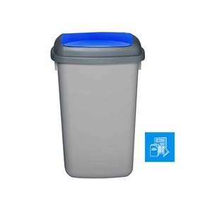 Abfallbehälter QUATRO, aus Kunststoff, Volumen 45 l, Farbe grau, Deckel blau
