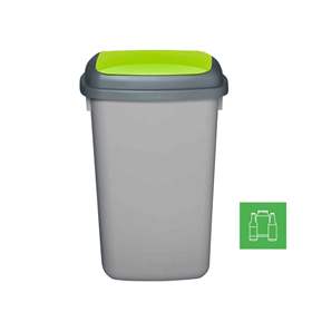 Abfallbehälter QUATRO, aus Kunststoff, Volumen 45 l, Farbe grau, Deckel grün