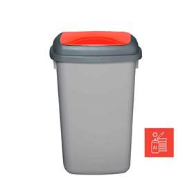 Abfallbehälter QUATRO, aus Kunststoff, Volumen 45 l, Farbe grau, Deckel rot