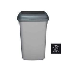 Abfallbehälter QUATRO, aus Kunststoff, Volumen 45 l, Farbe grau, Deckel schwarz