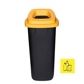 Abfallbehälter SORT, aus Kunststoff, Volumen 90 l, Farbe schwarz, Deckel gelb