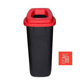 Abfallbehälter SORT, aus Kunststoff, Volumen 90 l, Farbe schwarz, Deckel rot