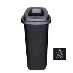 Abfallbehälter SORT, aus Kunststoff, Volumen 90 l, Farbe schwarz, Deckel schwarz