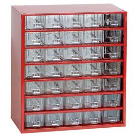 Schubladenmagazin 306 x 155 x 327 mm, Farbe rot, 35 Schubladen
