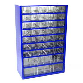 Schubladenmagazin 306 x 155 x 460 mm, Farbe blau, 38 Schubladen