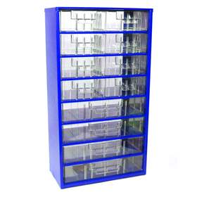 Szafka z szufladami do magazynowania 306 x155 x 551 mm, niebieska, 12 szuflad