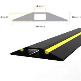Kabelbrücke, Länge 3 m, Kabeldurchführung 14 x 8 mm, Schwarz mit gelben Warnstreifen