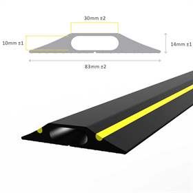 Kabelbrücke, Länge 3 m, Kabeldurchführung 30 x 10 mm, Schwarz mit gelben Warnstreifen