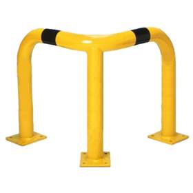 Bară de protecție din oțel pentru colț 90°, culoare galbenă-neagră, Înălț. × lung. (1 parte): 1200 x 600 mm