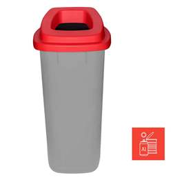 Abfallbehälter SORT, aus Kunststoff, Volumen 90 l, Farbe grau, Deckel rot