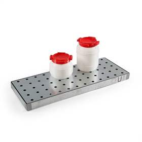 Auffangwanne für Kleingebinde, mit Zulassung, verzinkt, mit Lochblechrost, Auffangvolumen 20l, 940 x 370 mm