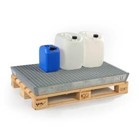 Paletová záchytná vana (StawaR), pozinkovaná, s roštem, záchytný objem 60l, 1200x800 mm