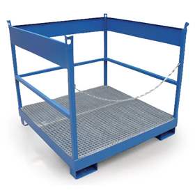 Palette mit Auffangwanne, Stahl lackiert, 1400 x 1400 mm, blau RAL5010