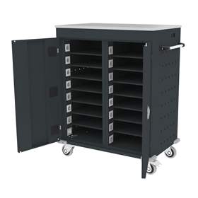 Schrank für Notebooks, mit Ladung, 16 Fächer, BxTxH: 920x540x1060 mm, Gehäuse anthrazit RAL7016/ Türfarbe anthrazit RAL7016