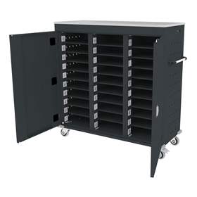 Schrank für Notebooks, mit Ladung, 30 Fächer, BxTxH: 1310x540x1250 mm, Gehäuse anthrazit RAL7016/ Türfarbe anthrazit RAL7016