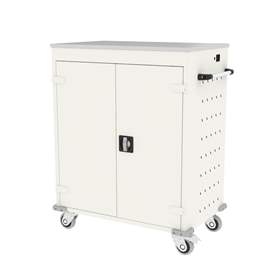 Schrank für Notebooks, mit Ladung, 16 Fächer, BxTxH: 920x540x1060 mm, Gehäuse Weiß RAL9010/ Türfarbe Weiß RAL9010