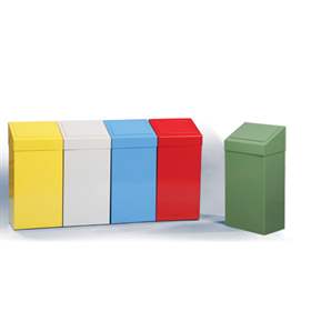 Set de coșuri pentru sortarea deșeurilor: 5 recipiente (gri, galben, albastru, verde, roșu), înălțime 700 mm