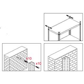 Wandbefestigungsset für Regale mit Schraubsystem, VE 10 Stück.