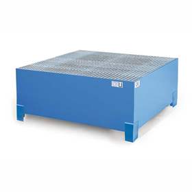 Stahl-Auffangwanne für IBC Container mit Gitterrost, mit Zulassung, Volumen 1000 l, LxBxH: 1460x1460x620 mm