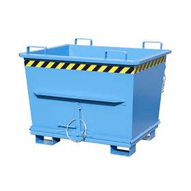 Kónický přepravník s výklopným dnem, objem 700 l, nosnost 1500 kg, d x š x v: 1040 x 1200 x 970 mm, barva modrá RAL5012