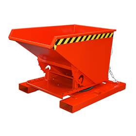 Der Kippbehälter mit 3-seitiger Kippfunktion, Volumen 300 l, Traglast 750 kg, LxBxH: 1460x1010x890 mm, Farbe Rot RAL3000