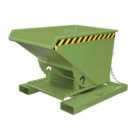 Der Kippbehälter mit 3-seitiger Kippfunktion, Volumen 300 l, Traglast 750 kg, LxBxH: 1460x1010x890 mm, Farbe Grün RAL6011