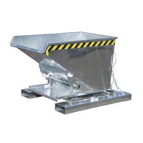 Der Kippbehälter mit 3-seitiger Kippfunktion, Volumen 300 l, Traglast 750 kg, LxBxH: 1460x1010x890 mm, feuerverzinkt