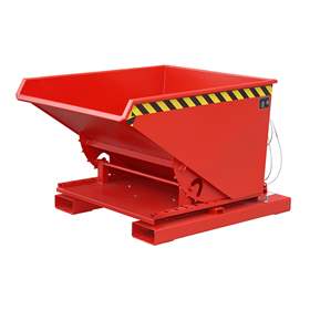 Der Kippbehälter mit 3-seitiger Kippfunktion, Volumen 600 l, Traglast 1000 kg, LxBxH: 1460x1070x890 mm, Farbe Rot RAL3000