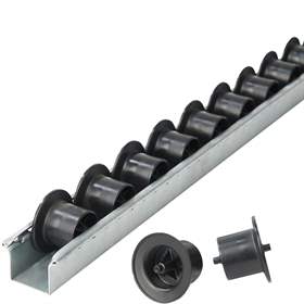 Transport-Rollenleiste ESD 2 m, Kunststoff-Spurkranzrollen