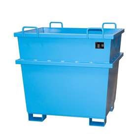 Konischer Stahl-Behälter, stapelbar, Volumen 1000 l, LxBxH: 1040x1200x1215 mm, Farbe Blau RAL5012