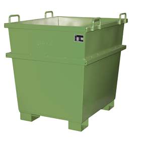 Konischer Stahl-Behälter, stapelbar, Volumen 1000 l, LxBxH: 1040x1200x1215 mm, Farbe Grün RAL6011