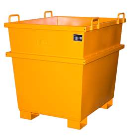 Konischer Stahl-Behälter, stapelbar, Volumen 1000 l, LxBxH: 1040x1200x1215 mm, Farbe orange RAL2000