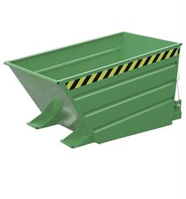 Der Kippbehälter mit niedriger Schüttkante, Volumen 500 l, LxBxH: 1375x800x730 mm, Farbe Grün RAL6011