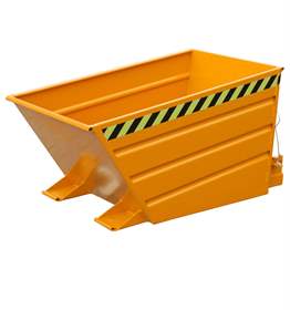 Der Kippbehälter mit niedriger Schüttkante, Volumen 500 l, LxBxH: 1375x800x730 mm, Farbe Orange RAL2000
