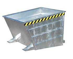 Der Kippbehälter mit niedriger Schüttkante, Volumen 650 l, LxBxH: 1445x800x890 mm, verzinkt