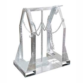 Stahlflaschen-Palette, max. 4 x Ø 250 mm, Tragfähigkeit 350 kg, LxBxH: 500x860x1080 mm, feuerverzinkt