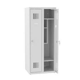 Garderobenschrank für Schüler, BxTxH: 600x500x1450 mm, Drehriegelverschluss, Korpus Grau RAL7035/Türfarbe Grau RAL7035