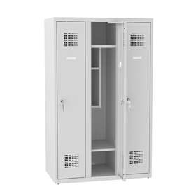 Garderobenschrank für Schüler, BxTxH: 900x500x1450 mm, Drehriegelverschluss, Korpus Grau RAL7035/Türfarbe Grau RAL7035